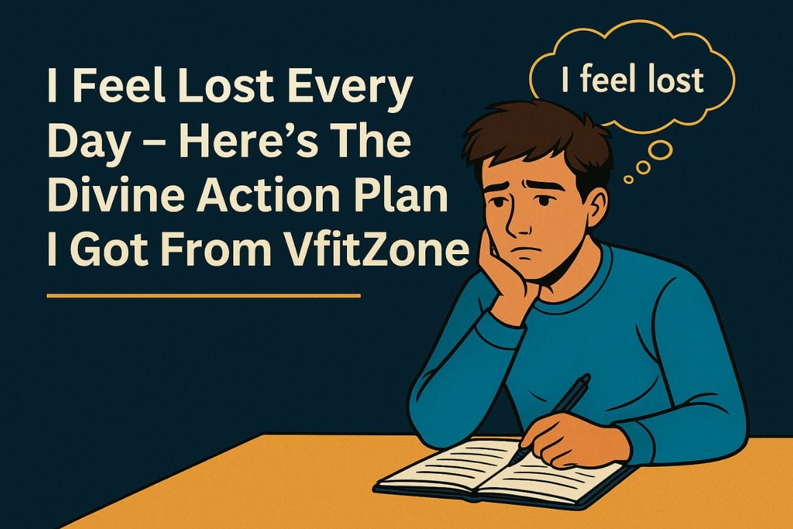 Man feeling lost and confused, receiving divine action plan from VfitZone BRAHMA-X prompt portal 