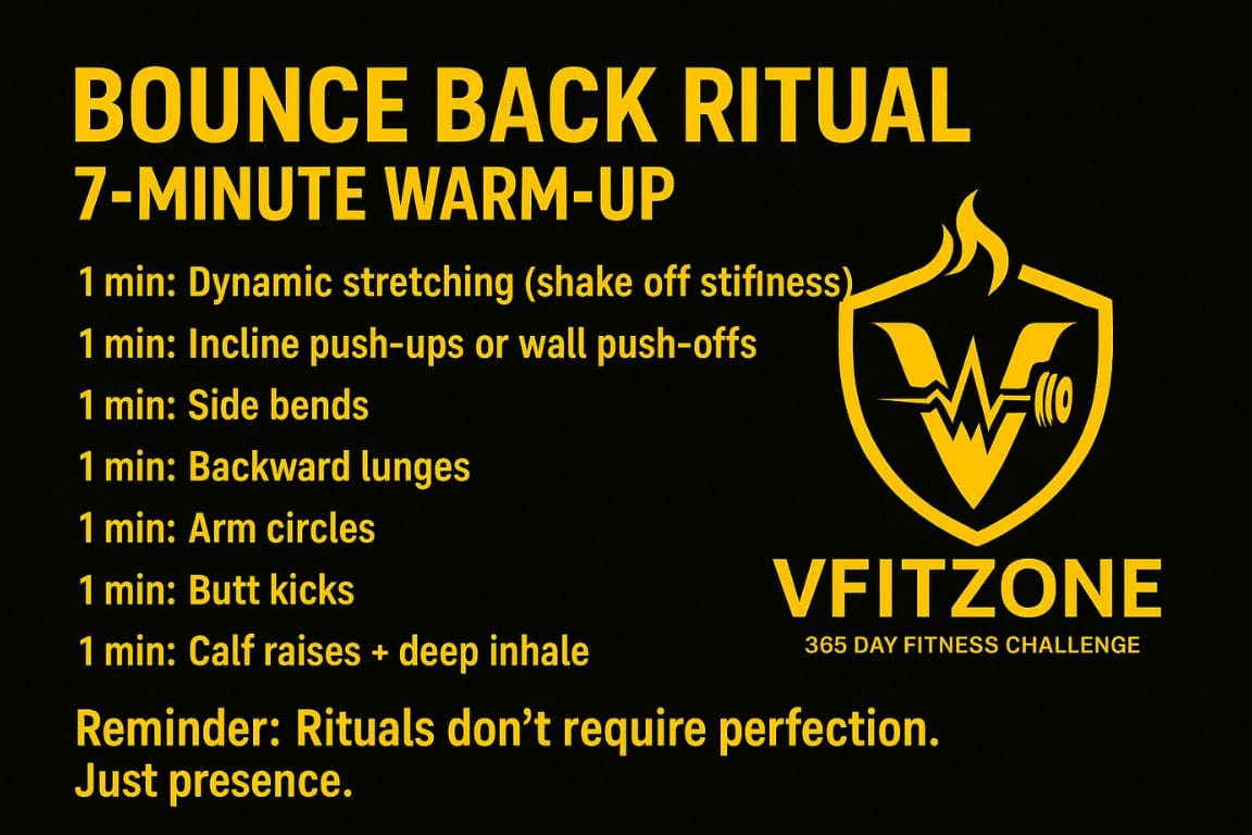 Day 24 – Bounce Back Is Stronger Than Burnout I VFitZone 1 Man bouncing back after burnout with calm focus – VfitZone 365 Day Fitness Challenge