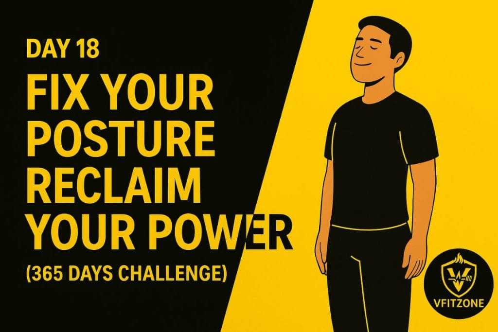 Infographic of posture correction workout for confidence and alignment – Day 18 of VfitZone 365 Challenge